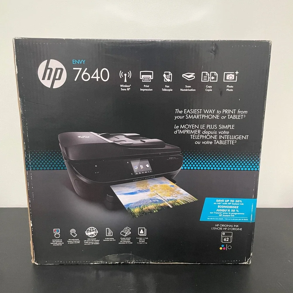 HP ENVY 7640 Printer Black Inkjet NEW Scanner Wireless Fax